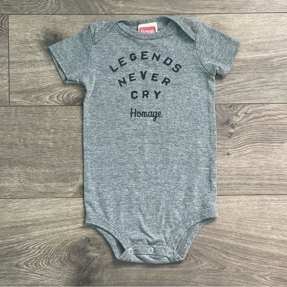 Homage Legends Never Cry 9-12m Baby Onesie Shirt